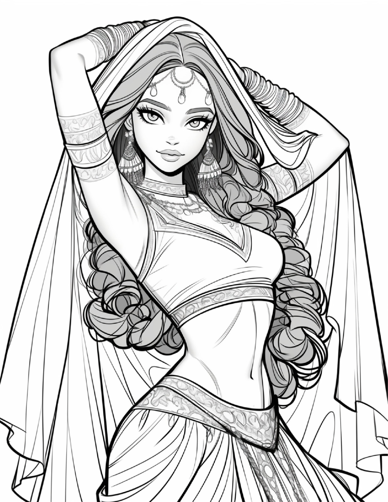 Belly Dance girls coloring bookLarge Print Easy Designs Stress Relief Coloring