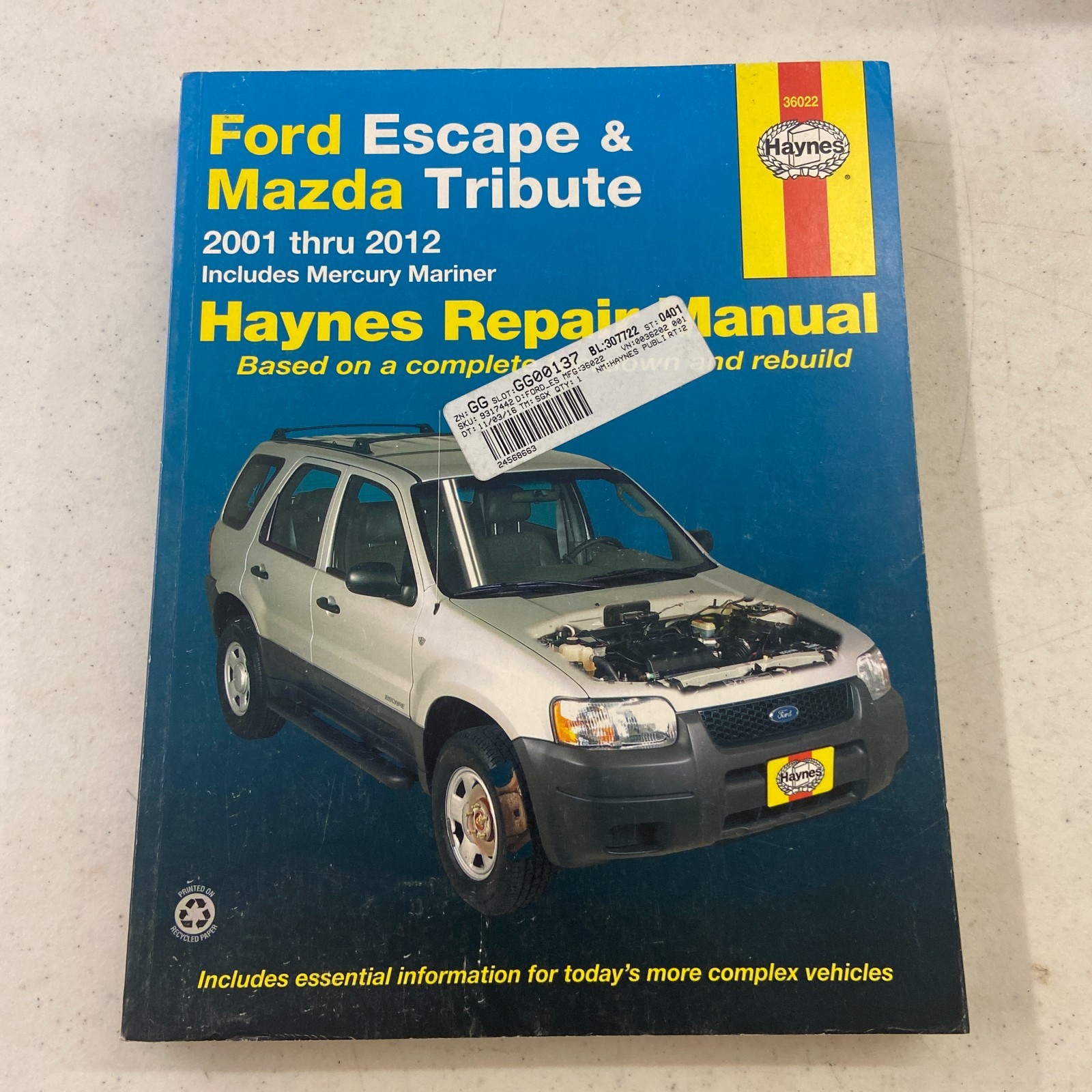 Ford Escape Mazda Tribute 2001-2012 Mercury Mariner Haynes Repair Manual #36022