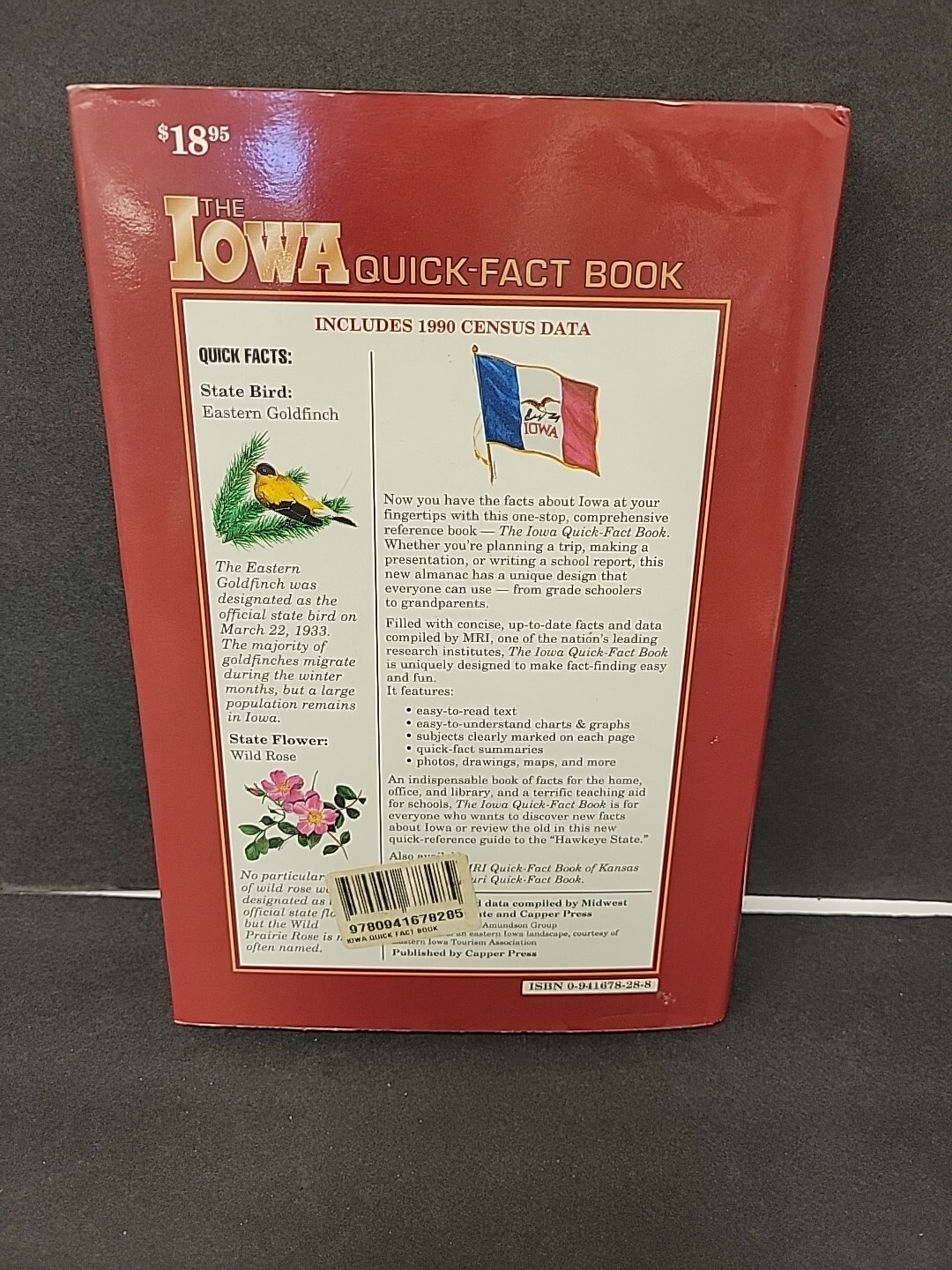 Rare “THE IOWA QUICK-FACT BOOK” Capper Press 1991 1st Edition HC w/ DJ