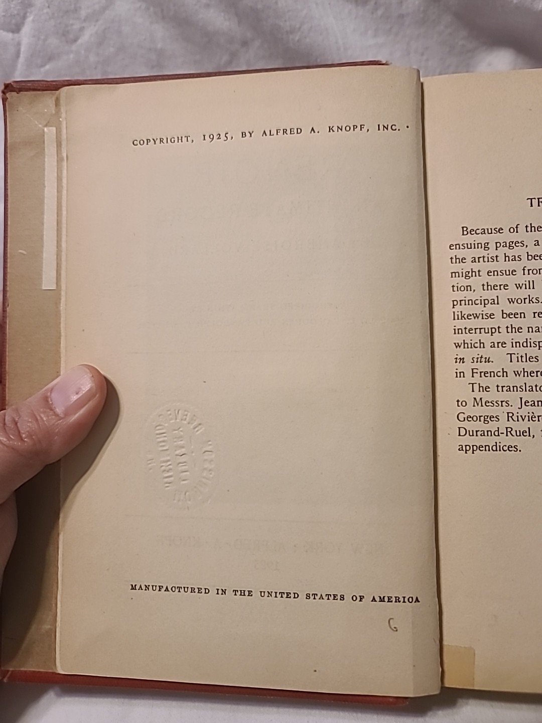 Renoir: An Intimate Record By Ambroise Vollard (HC 1925)