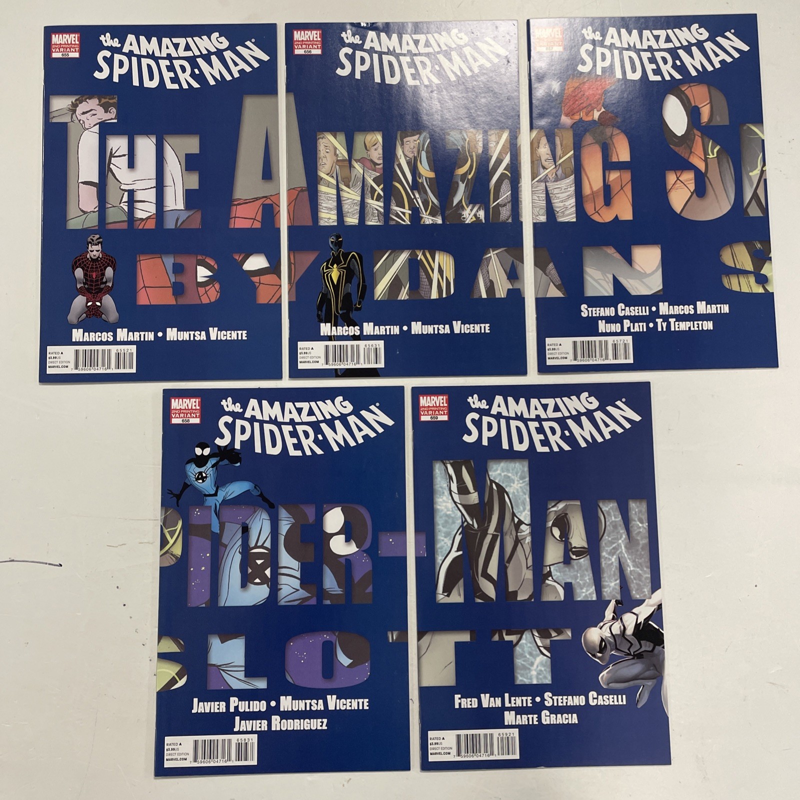 Amazing Spider-man #655-659 2011 2nd Print Variants Complete Puzzle Set