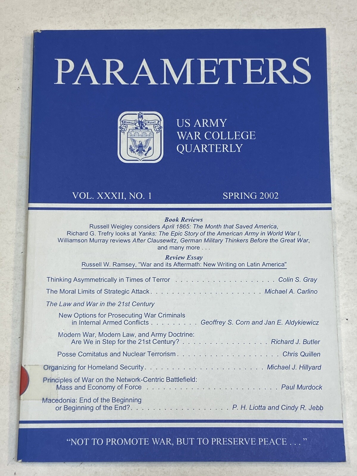 Parameters US Army War College Quarterly Spring 2002 WWI German Military Thinker