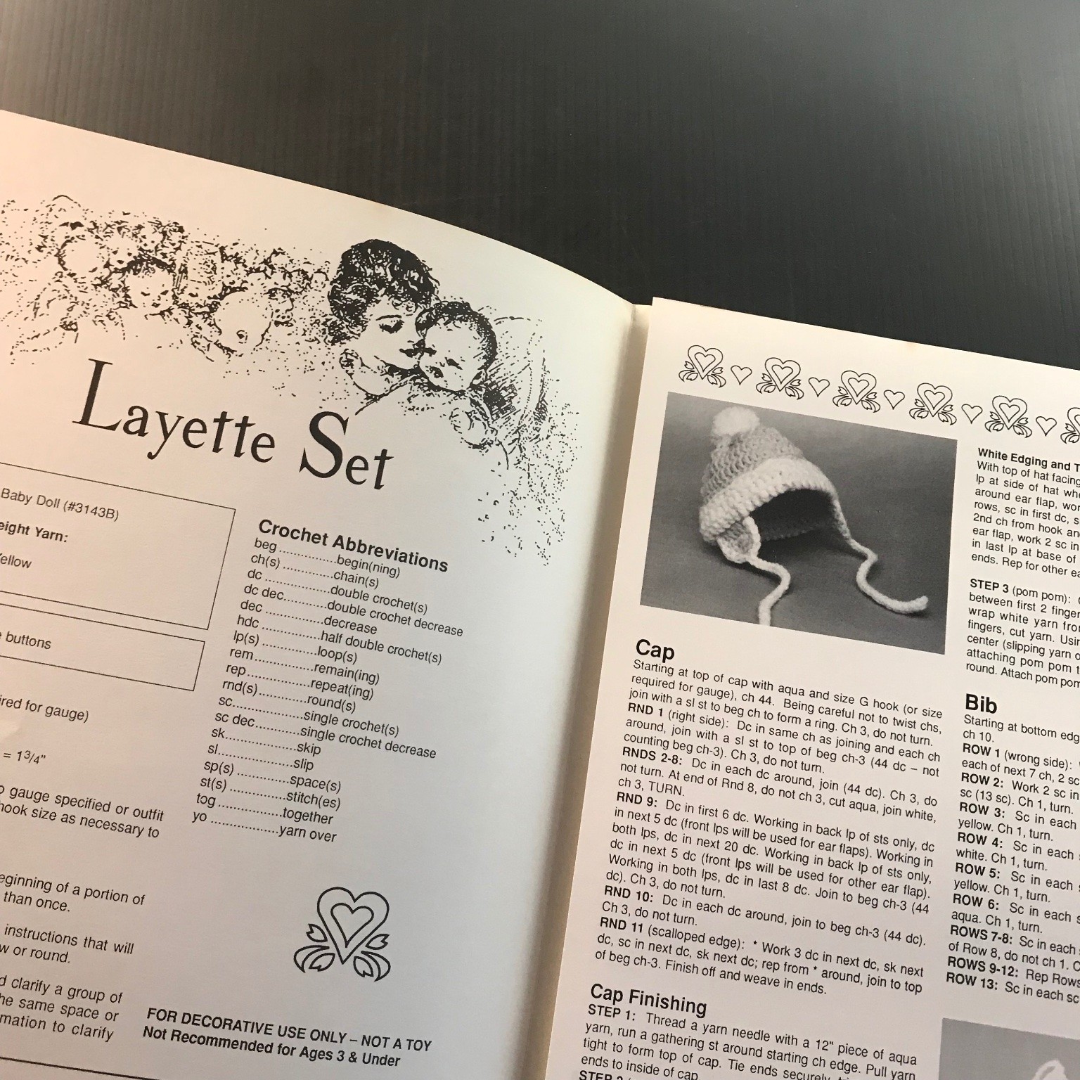 Layette Set Fibre-Craft Crochet Pattern Booklet Baby Doll Outfit FCM289 1980