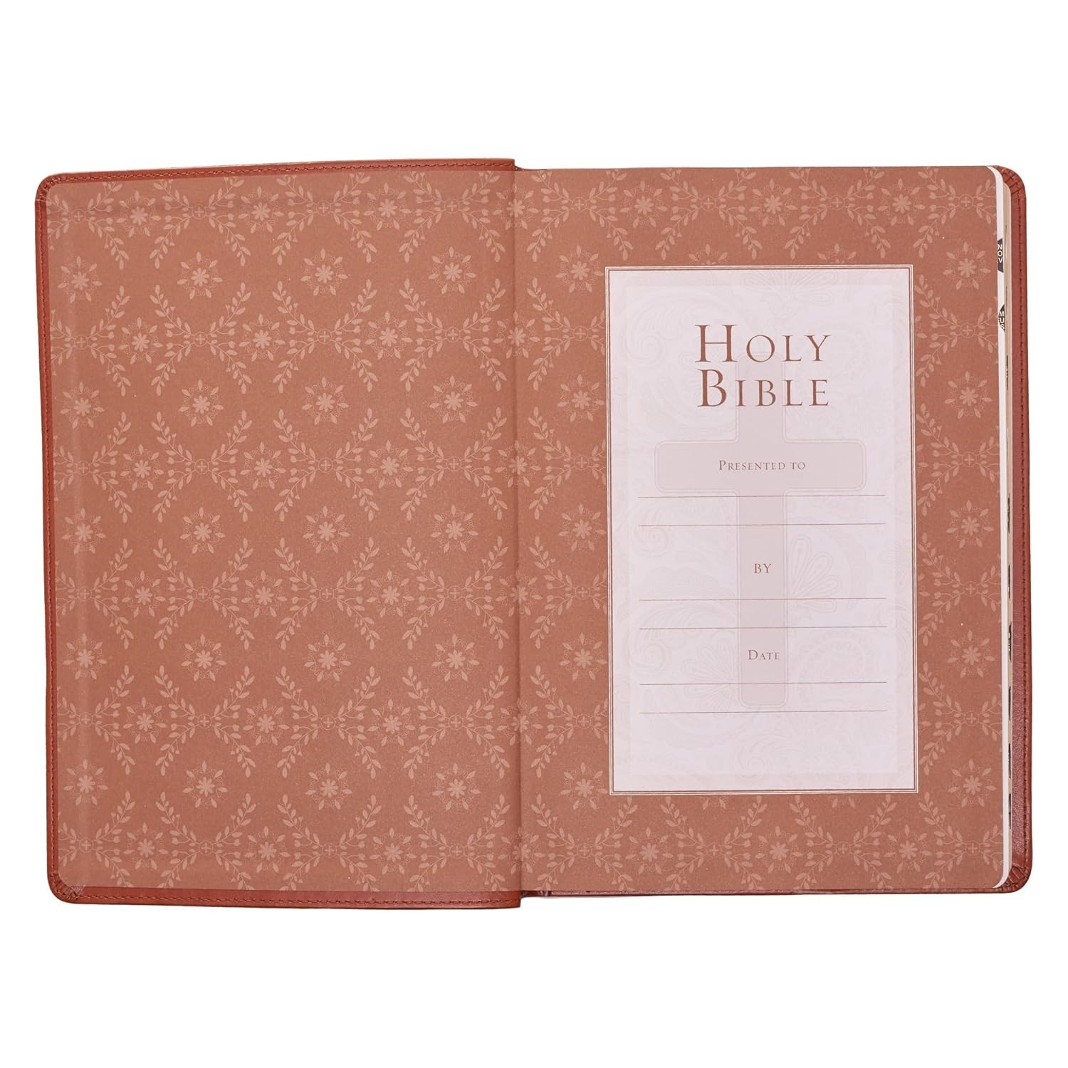 The Holy Bible King James Version LARGE PRINT Thumb Indexed Edition / TAN Faux L