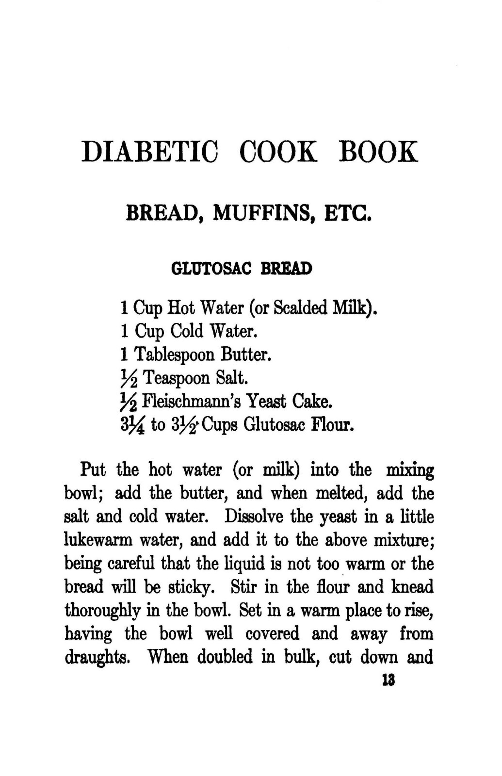 1912 Diabetic Cook Book 116 Pages