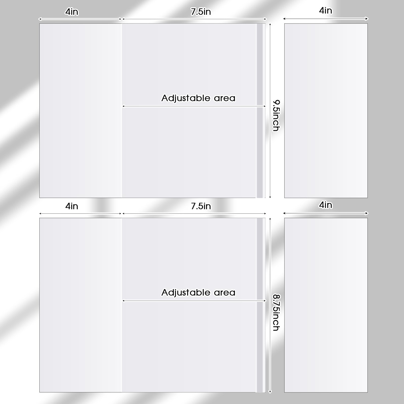 100 Pack Adjustable Clear Book Cover for Book with 9.25 x 15+8.5 x 15, Plastic