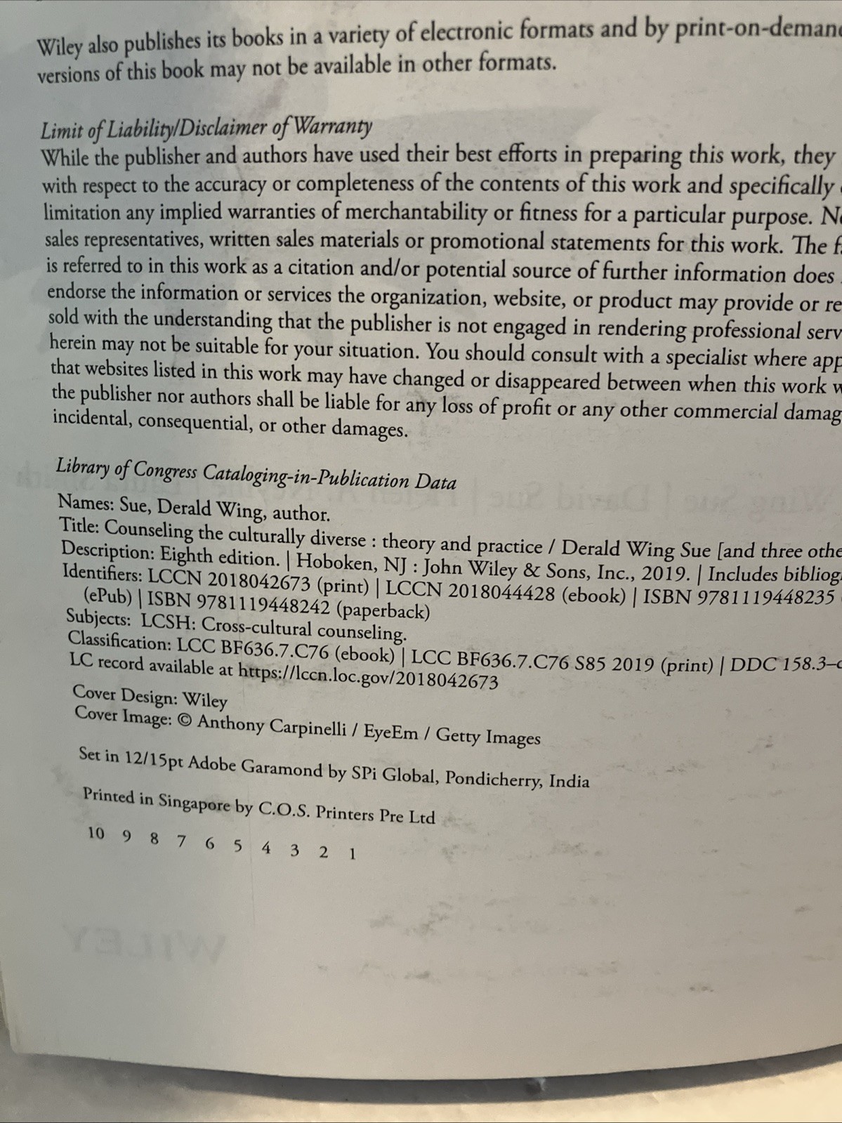 Counseling the Culturally Diverse : Theory and Practice Eighth (8th) Edition