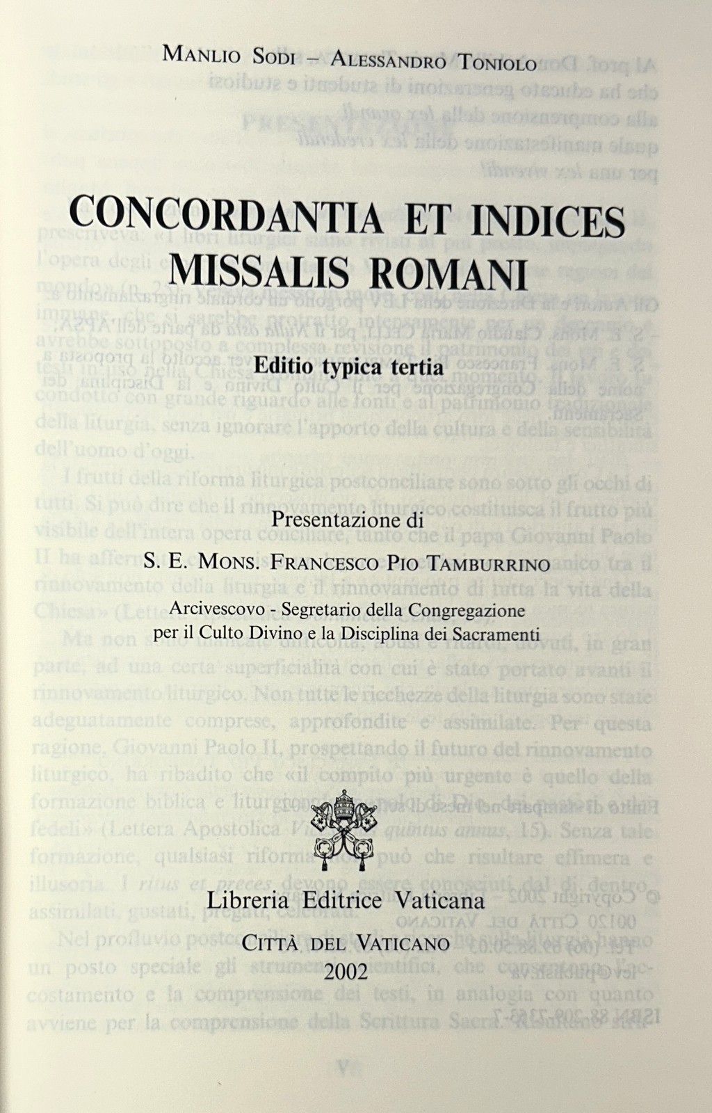 Concordantia et Indices Missalis Romani 2002 Libreria Editrice Vaticana HB Latin