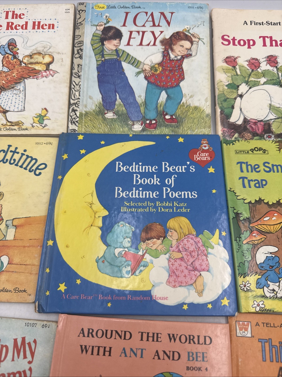 Vtg 1970s 1980s Childrens Book Lot of 17 Little Golden Smurfs Care Bears Whitman