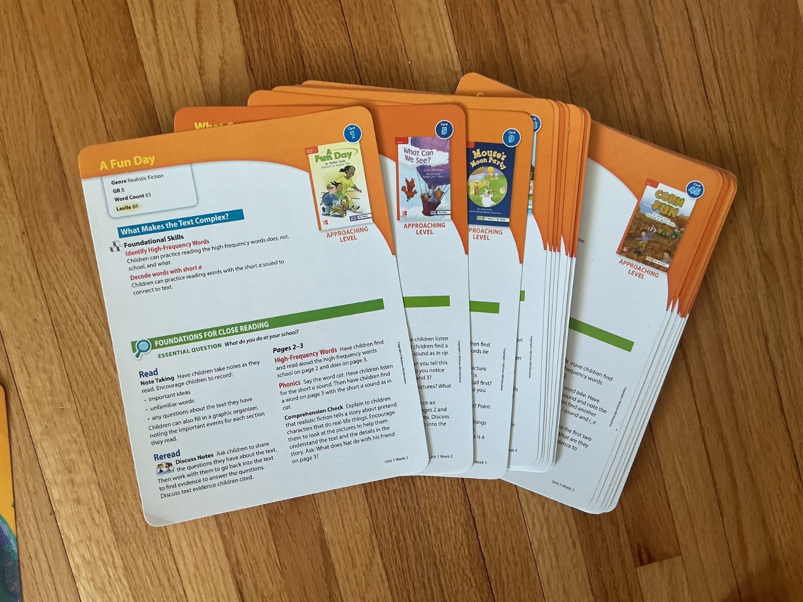 MCGRAW HILL WONDERS LEVELED READER LESSON CARDS-GRADE 1 – APPROACHING LEVEL ONLY