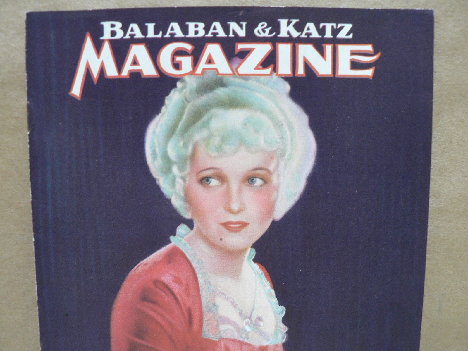 Vintage 1920’s Balaban & Katz Magazine Corinne Griffith Front Cover