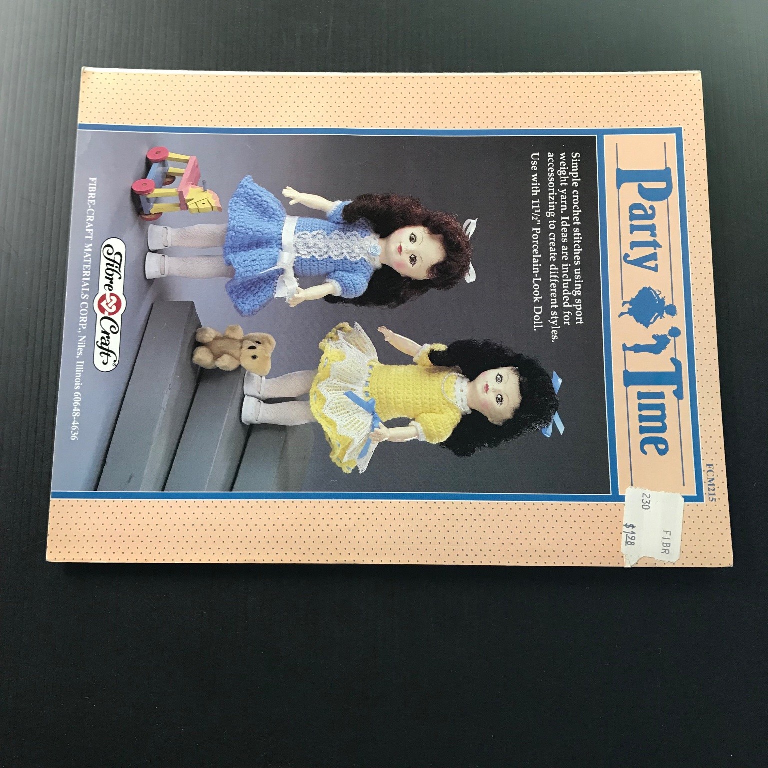 Party Time Fibre-Craft FCM215 1990 Crochet Patterns 11.5″ Porcelain-Look Doll