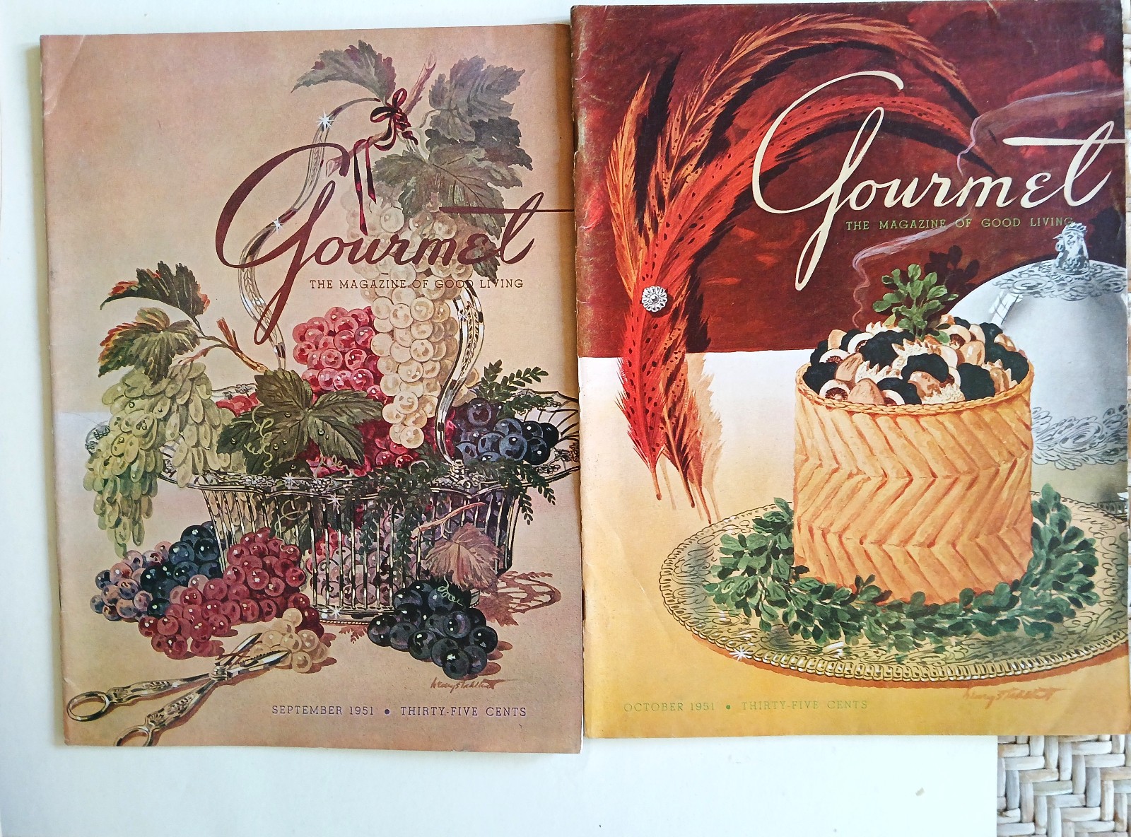 Gourmet Magazine 1951 11 issues incl Dec – full of Vintage liquor advertising