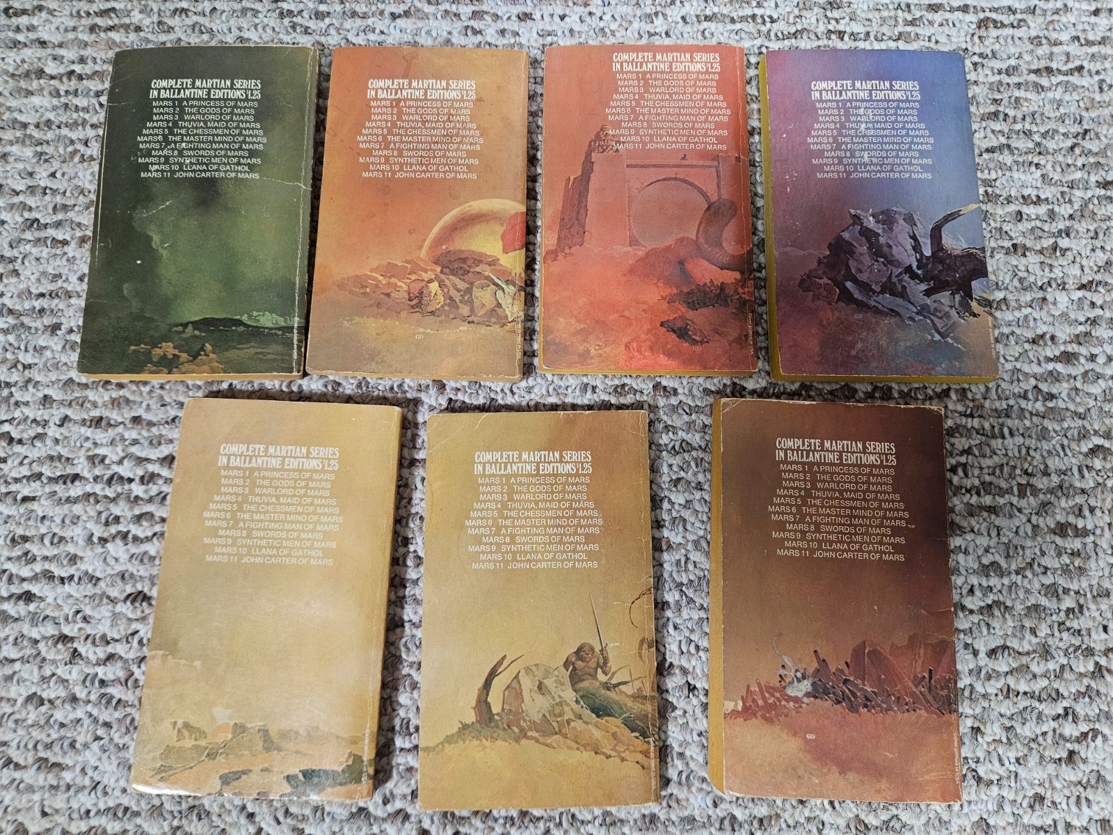 Edgar Rice Burroughs ERB Mars Series Lot 7 Different Vtg Ballantine 1970s PB