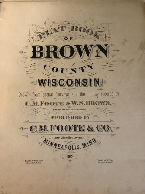 Wisconsin Atlas Plat Book Brown County 1889 History Color Maps Green Bay De Pere