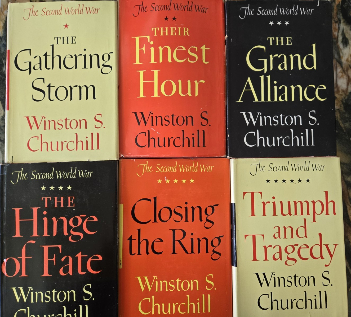 The Second World War by Winston Churchill, complete 6 Vol. hardcover set w/ DJ’s