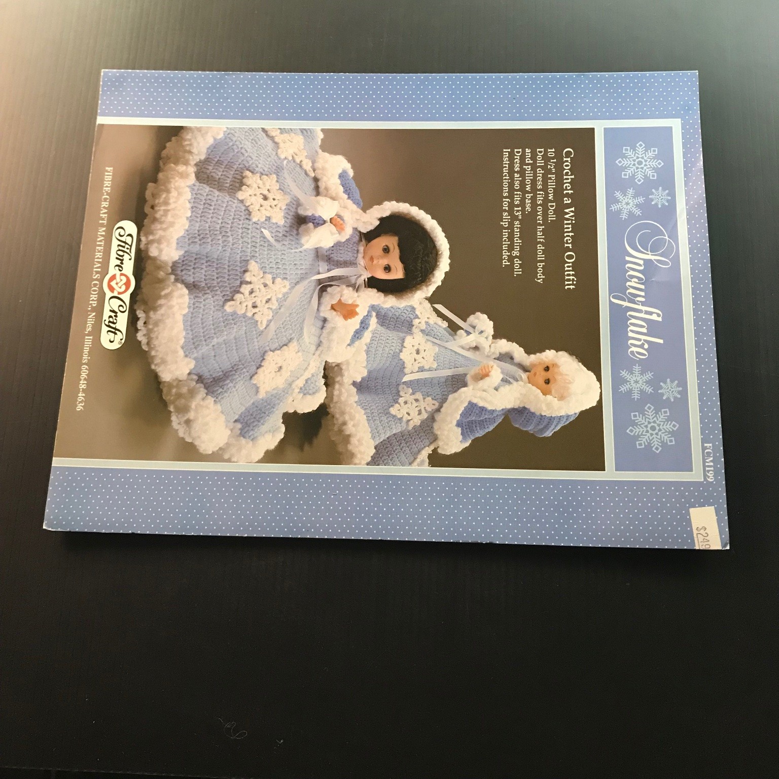 Snowflake Crochet a Winter Outfit 1990 Doll Dress Pillow Pattern FCM199