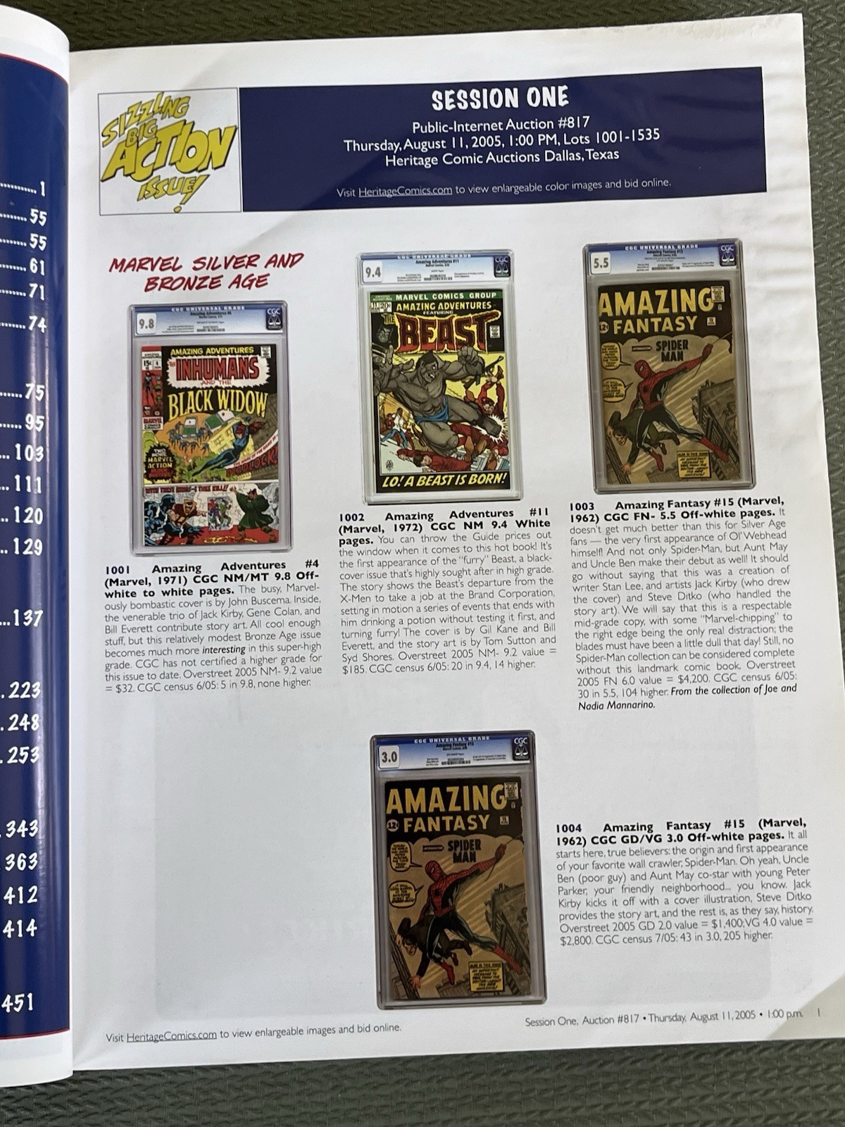 Heritage Comics Auctions August 2005 Signature Auction #817 Catalog, 588 pages
