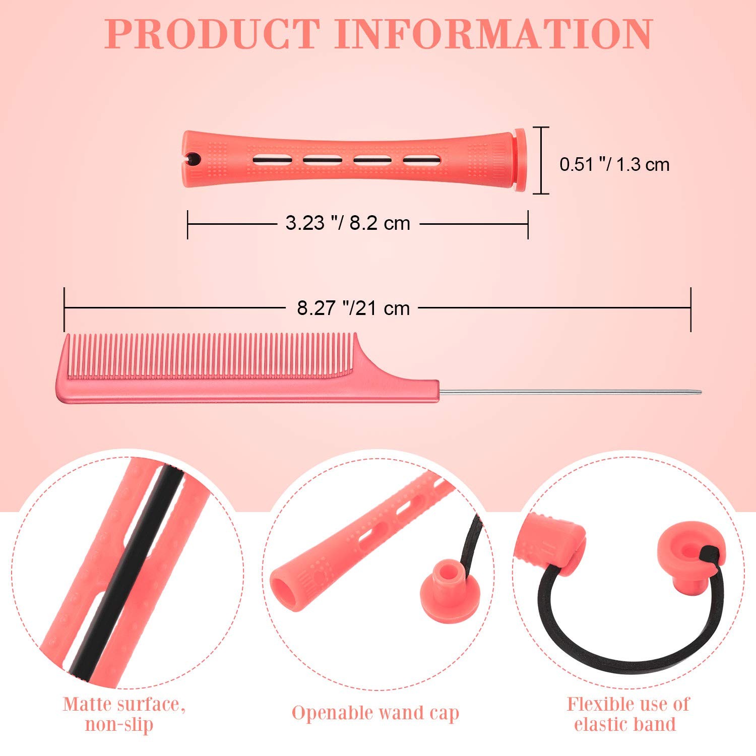 WILLBOND 36 Pieces Cold Wave Rod Hair Perm Rods 0.51 Inch (Pack of 36), Pink