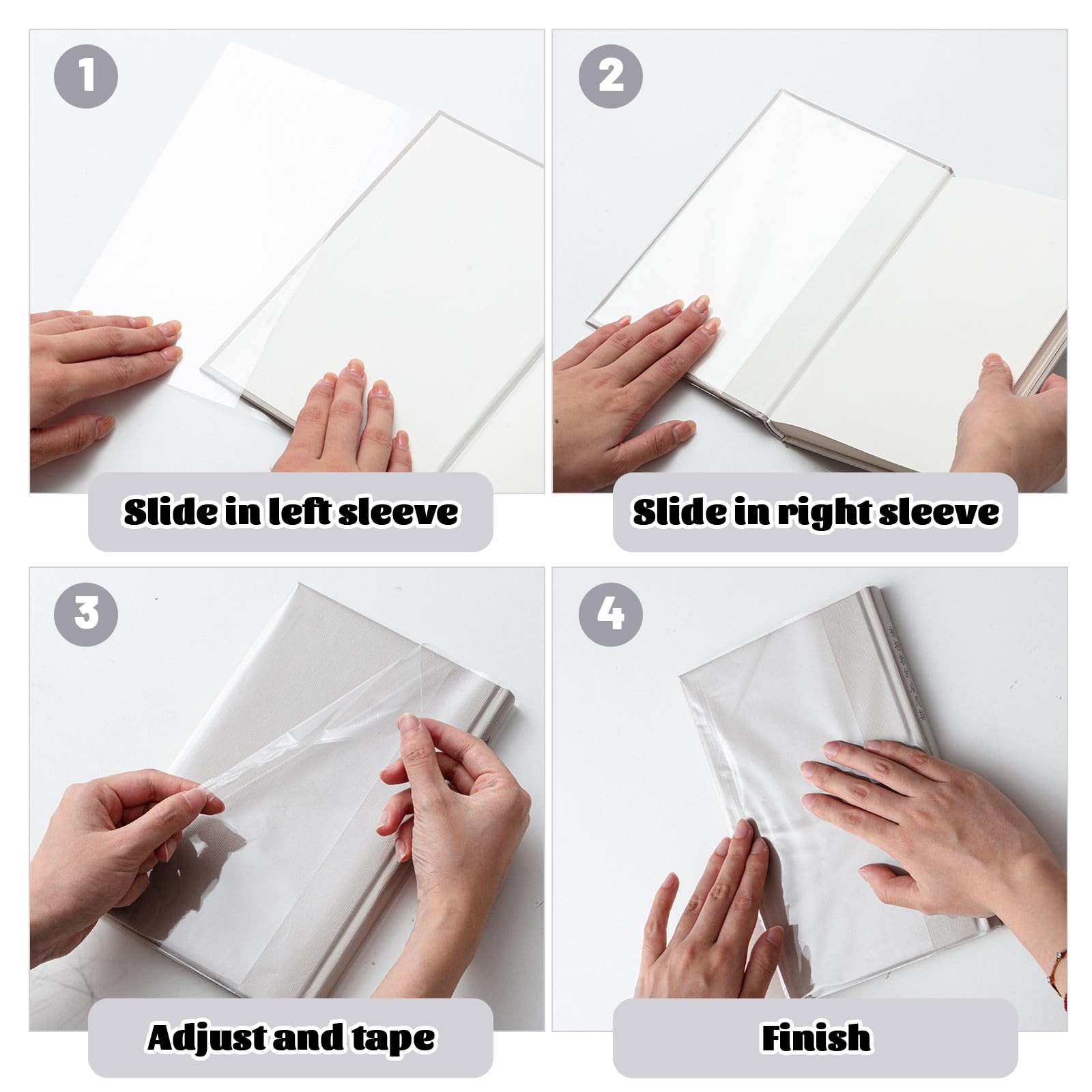 100 Pack Adjustable Clear Book Cover for Book with 9.25 x 15+8.5 x 15, Plastic