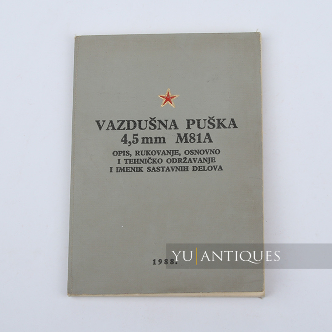 JNA YPA Yugoslav Peoples Army Manual Book For Air Rifle 4,5mm M81A Handling Etc