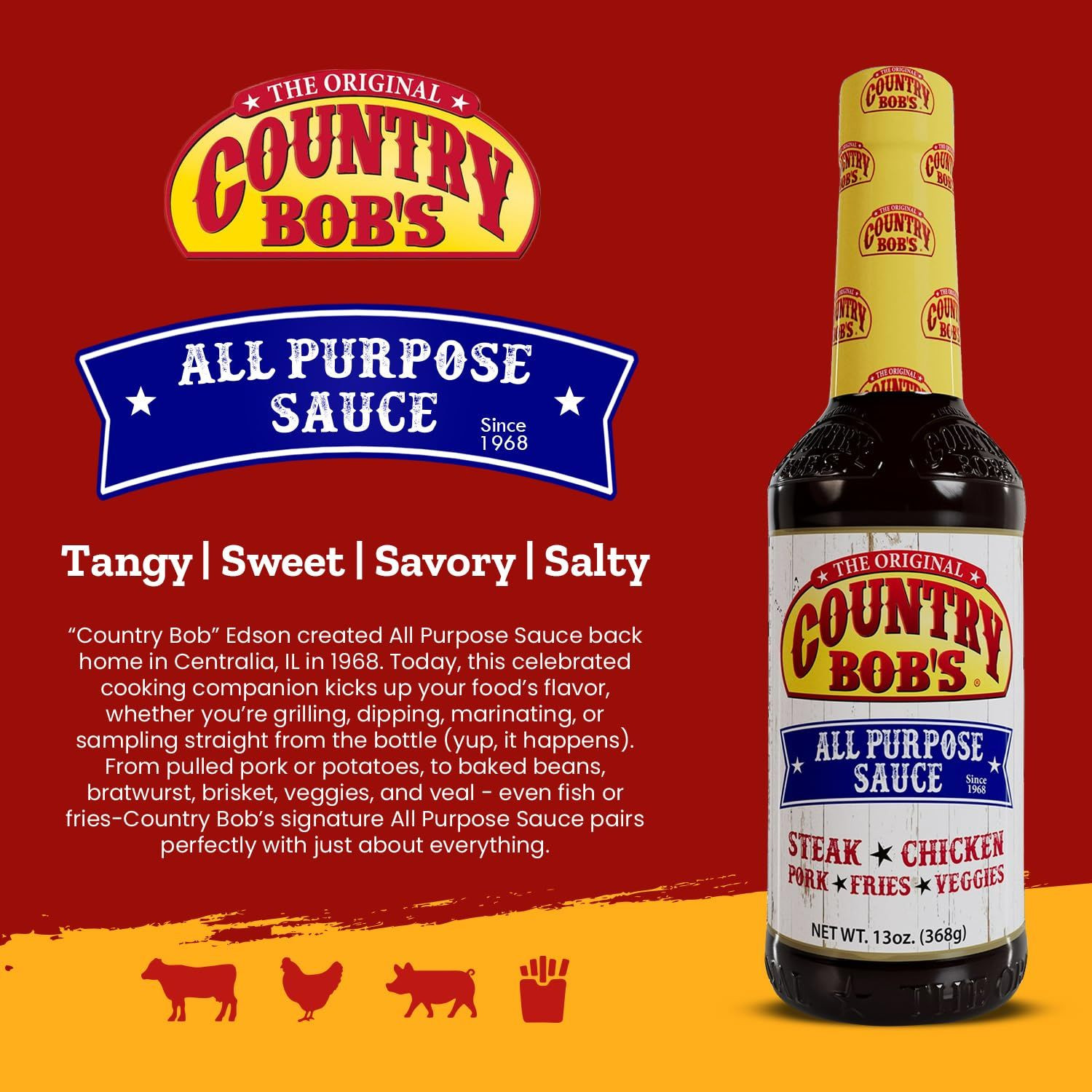 Country Bob’s The Original All Purpose Sauce – Tangy 13 Ounce (Pack of 3)