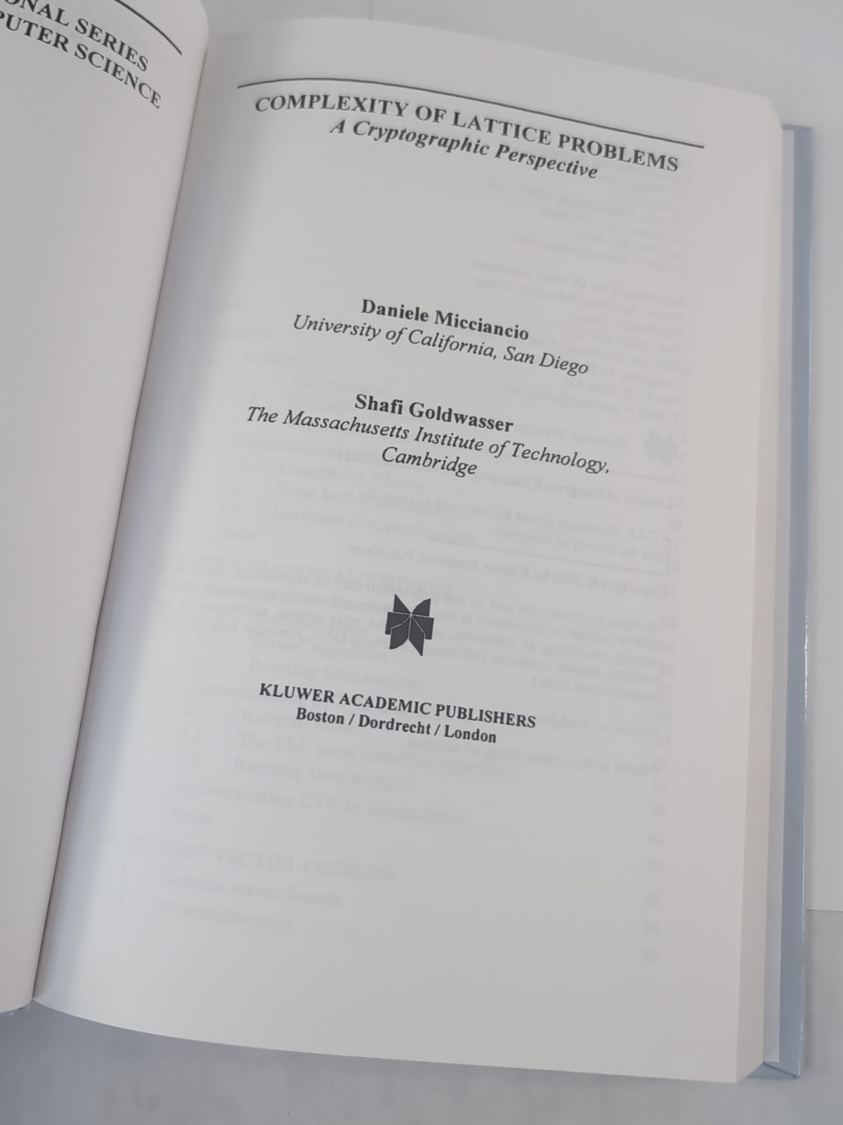 Complexity of Lattice Problems: A Cryptographic Perspective by Daniele Miccianci