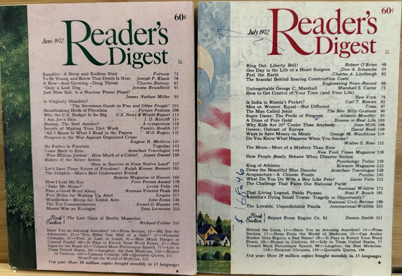 1972 June July READER’S DIGEST MAGAZINE Vintage Retro Timeless Short Stories