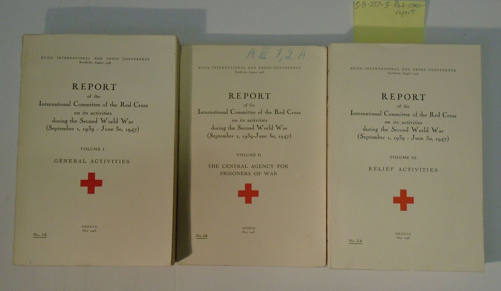 3 Vol WWII Report of the International Committee of the Red Cross 1600 Pages