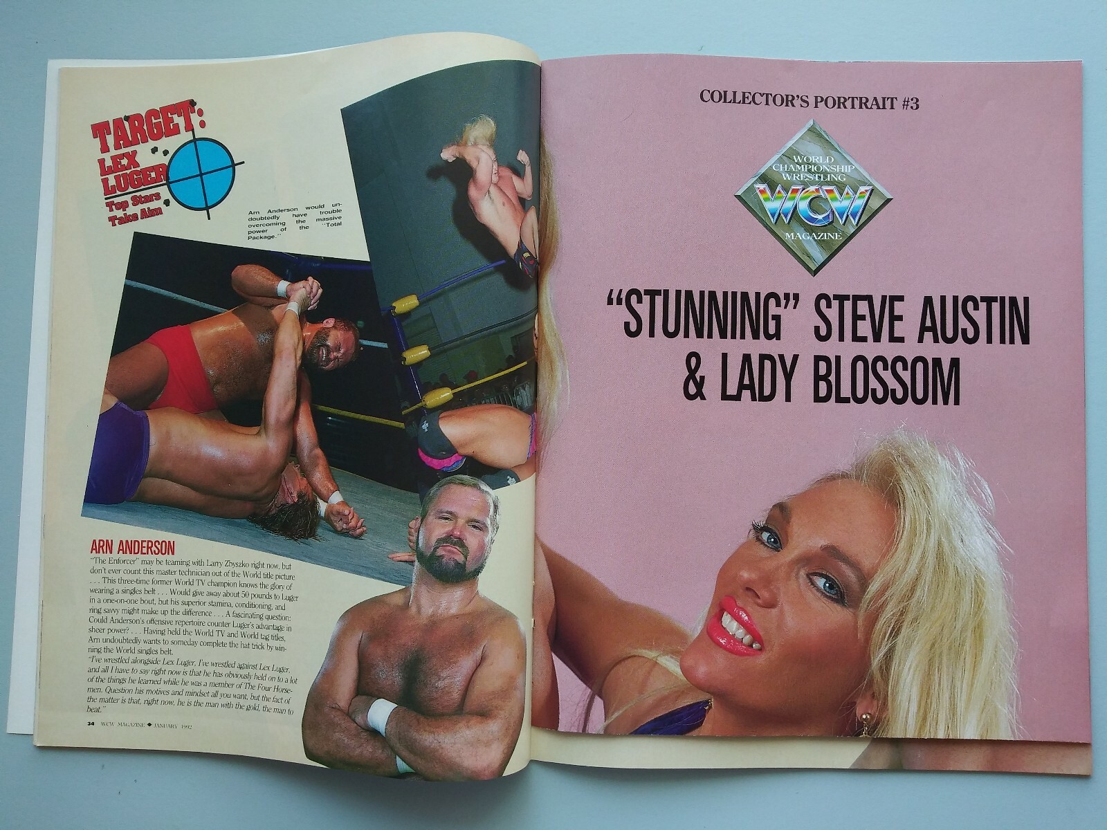 WCW Wrestling Magazine January 1992 Sting Cover Steve Austin Poster New WWF WWE