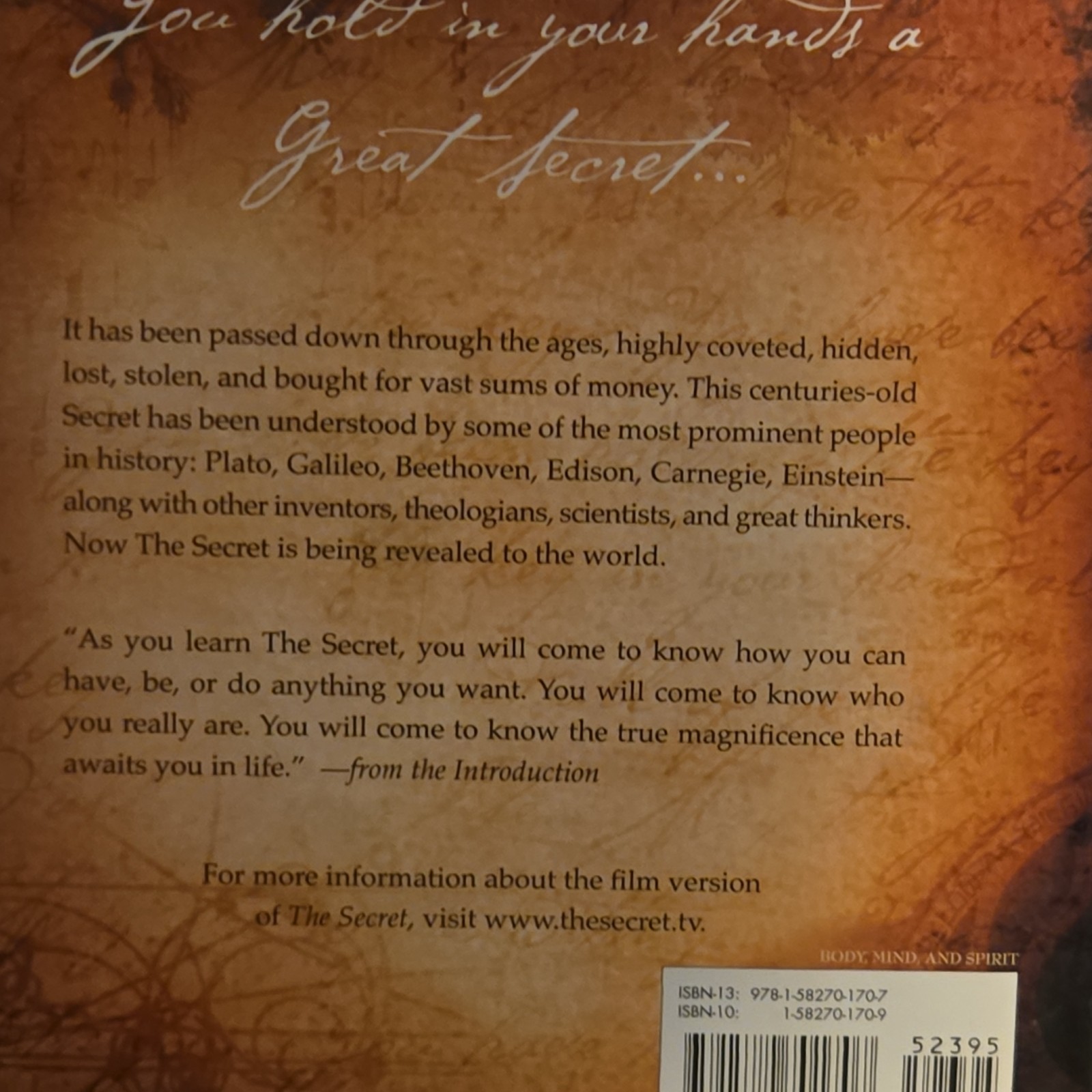 Rhonda Byrne Secret Hardcover 2006 Atria Books Self-Help Personal Growth Book