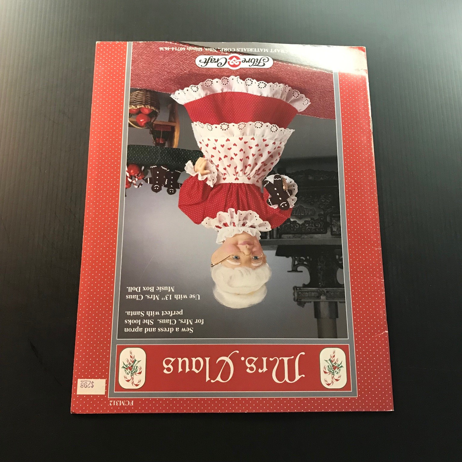 Mrs. Claus Doll Dress Apron Pattern Fibre-Craft 1992 Christmas Holiday FCM312
