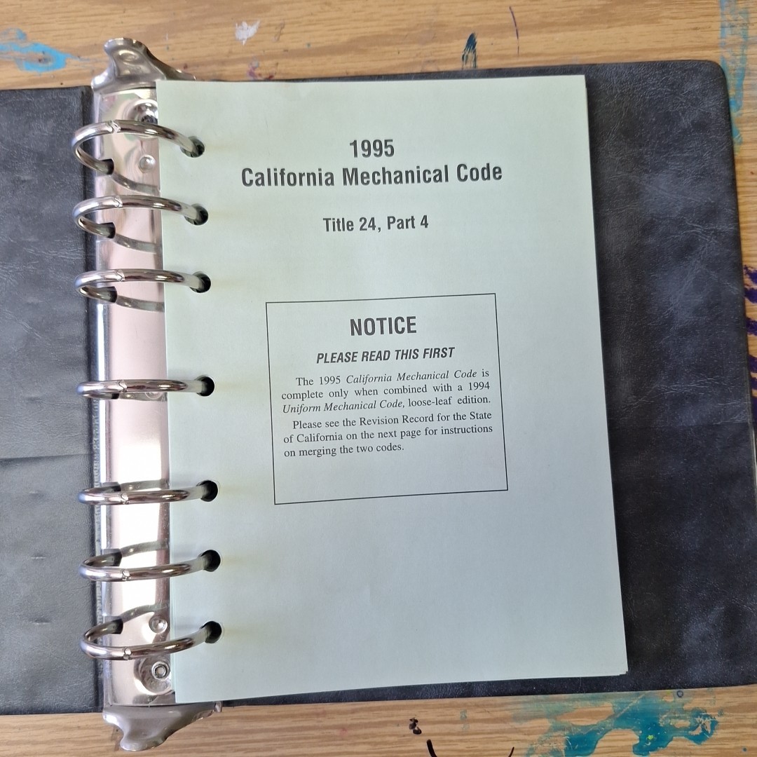 Vintage 1995 California MECHANICAL Code – Loose Leaf format –