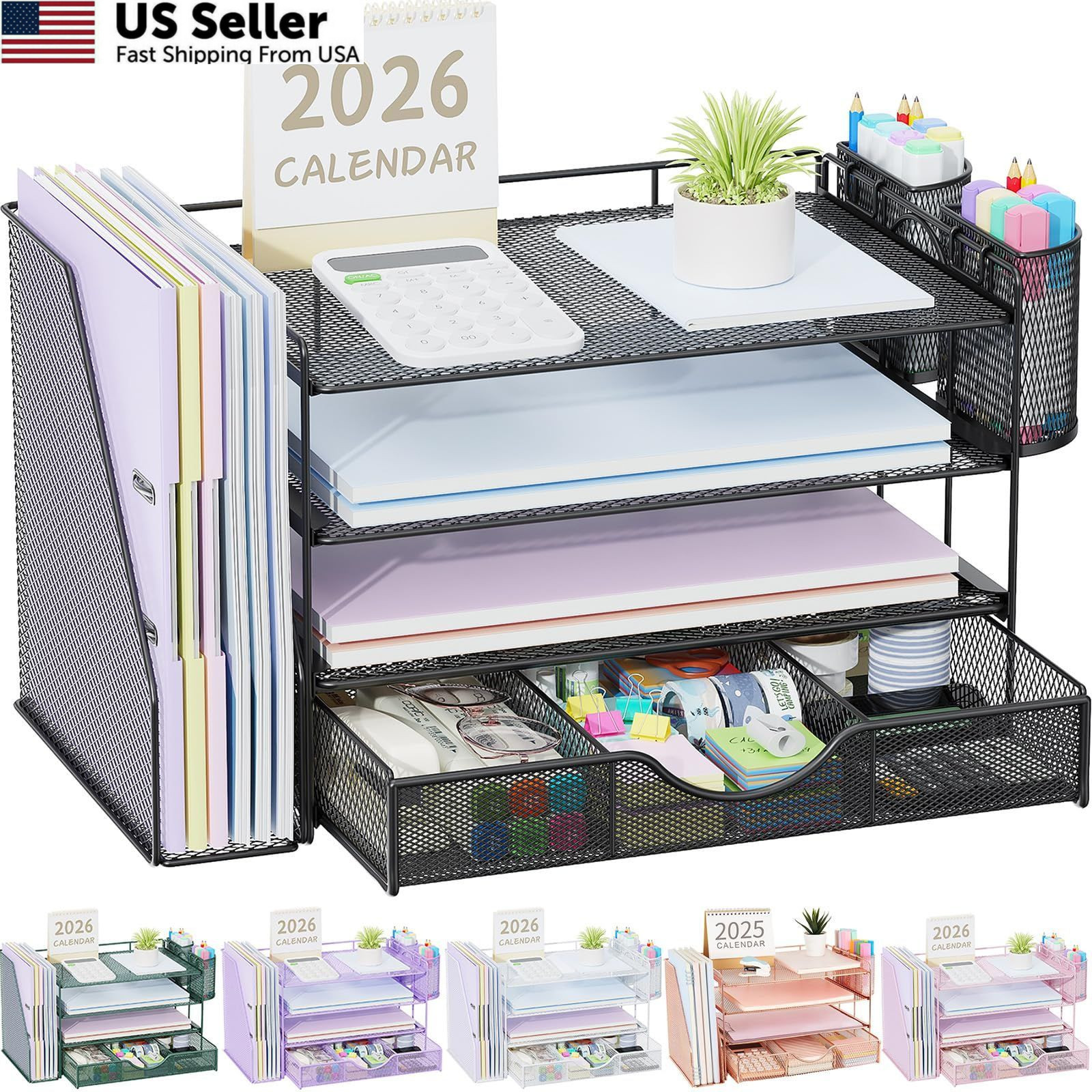 gianotter Desk Organizers and Accessories with 41.3 x 24 x 22.9 cm, Black