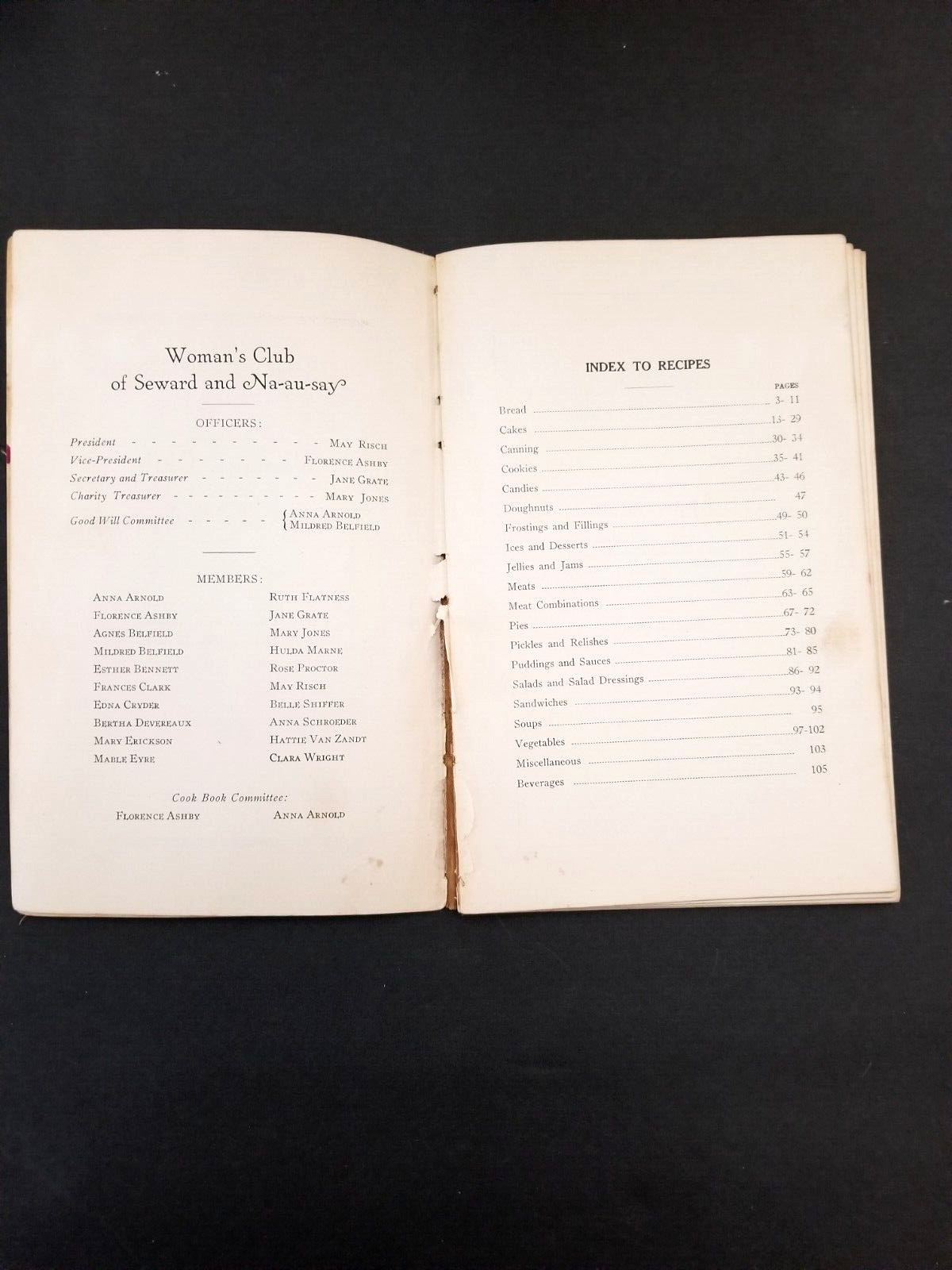Vintage 1940’S “Woman’s Club” Cookbook, SEWARD & NA-AU-SAY/105 Pages/8.5″ x 5.5″
