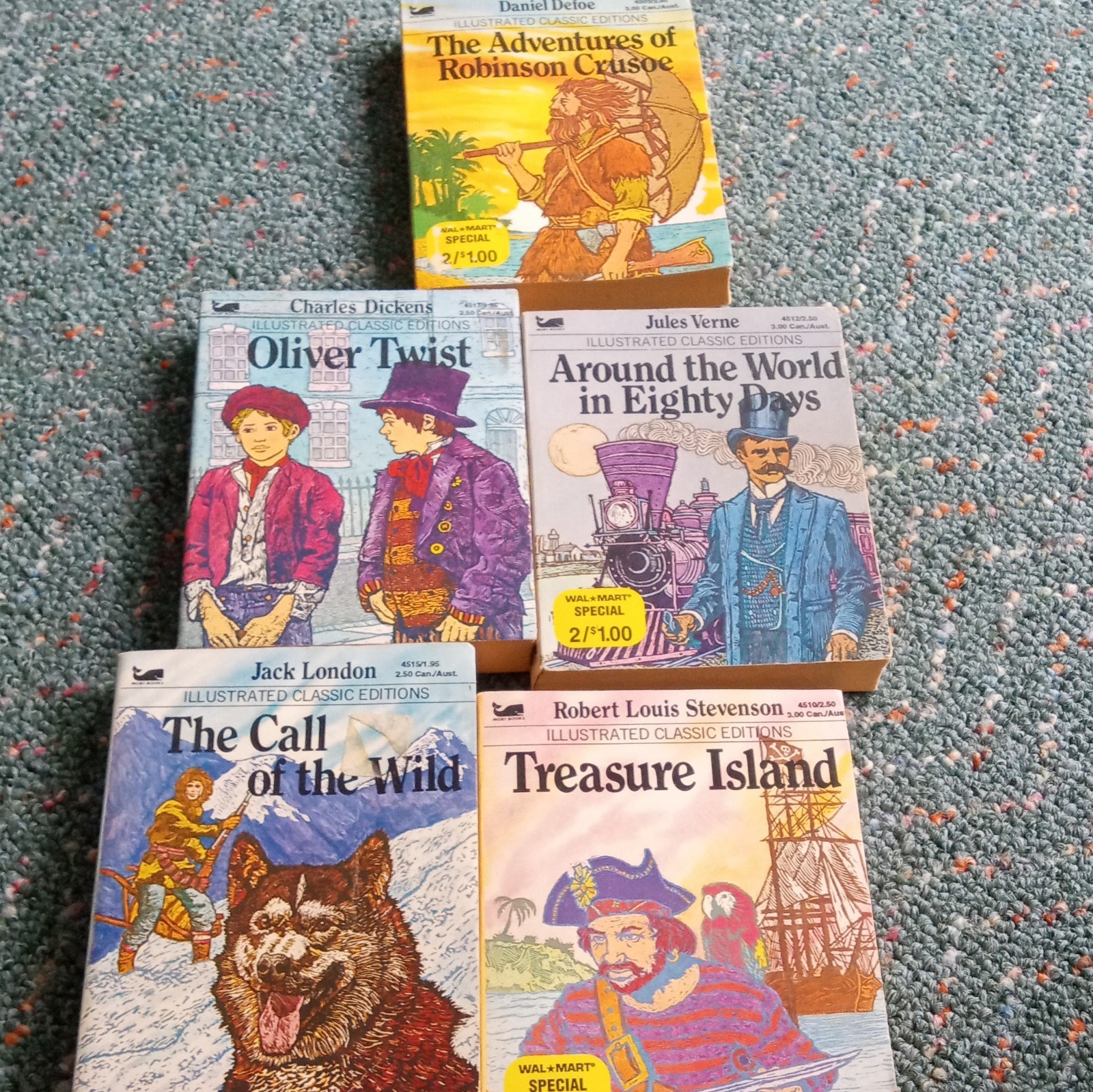 Illustrated Classic Editions 5-Book Illustrated Paperback Lot Robinson Crusoe +