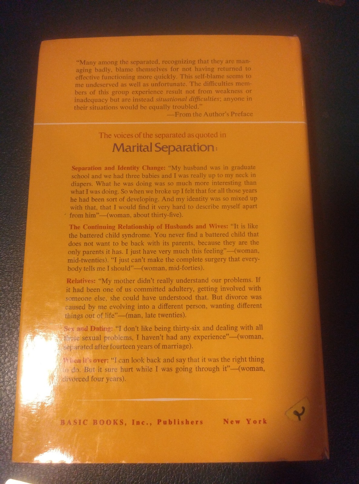 Marital Separation Robert S. Weiss 1975 Hardcover First Edition 1st Printing DJ