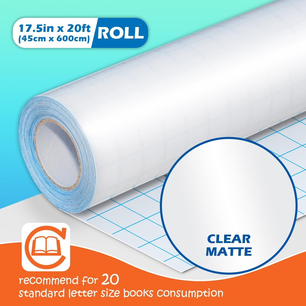 Matte Clear Contact Paper Roll for Books Crafts 17.5 in x 20 ft Peel and Stic…