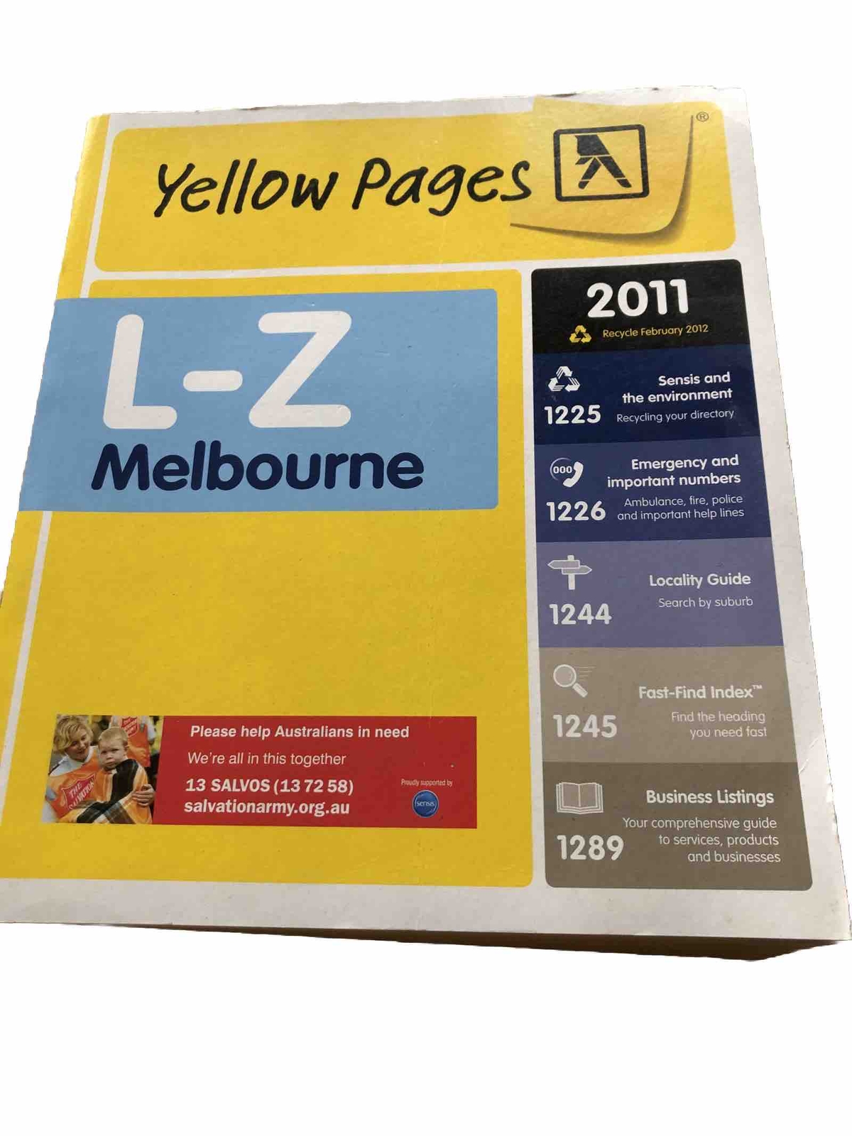 Historical Telephone Book Melbourne 2011 L-Z, Yellow Pages, 2272 pages