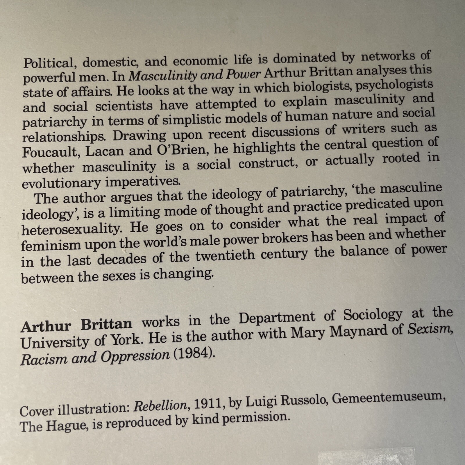 Masculinity and Power By Arthur Brittan
