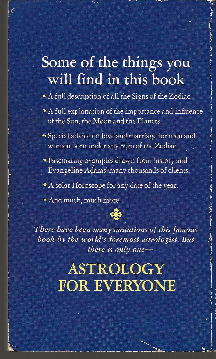 ASTROLOGY FOR EVERYONE EVANGELINE ADAMS DELL PUBLISHING 1972 PAPERBACK
