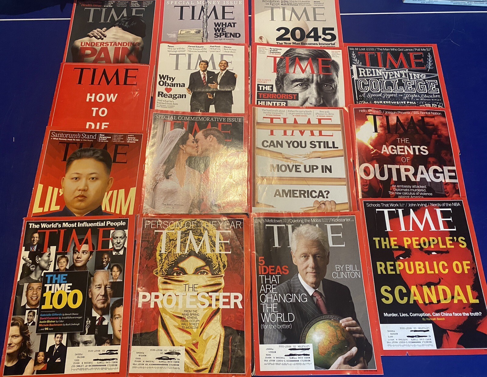 TIME MAGAZINES Lot Of 14 2011-2012 ISSUEs ~ ROYAL WEDDING,The Protester, 100 ppl
