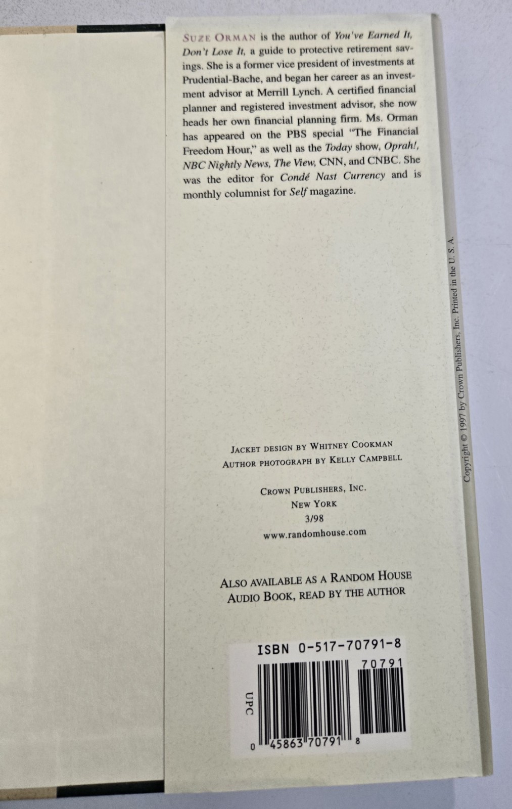 The 9 Steps To Financial Freedom By Suze Orman 1997 Hardcover Dust Jacket