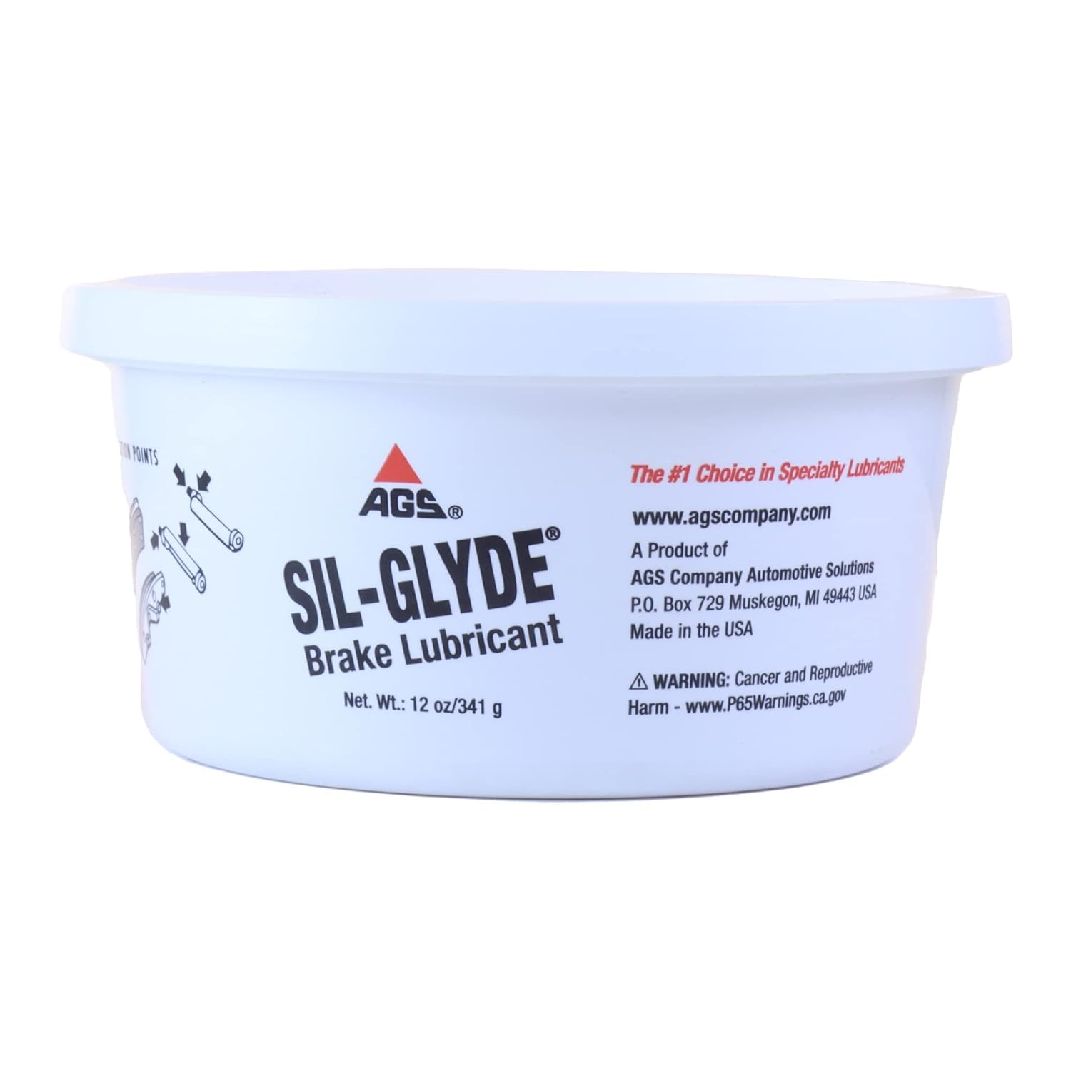 AGS Automotive Solutions SIL-Glyde 12 oz Tub Silicone Based Brake Assembly Lubri