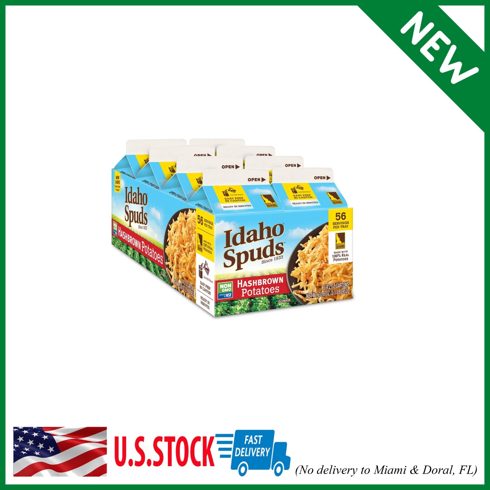 Premium Hashbrown Potatoes 4.2 Oz, 8 Pack, Made from 100 Potatoes No