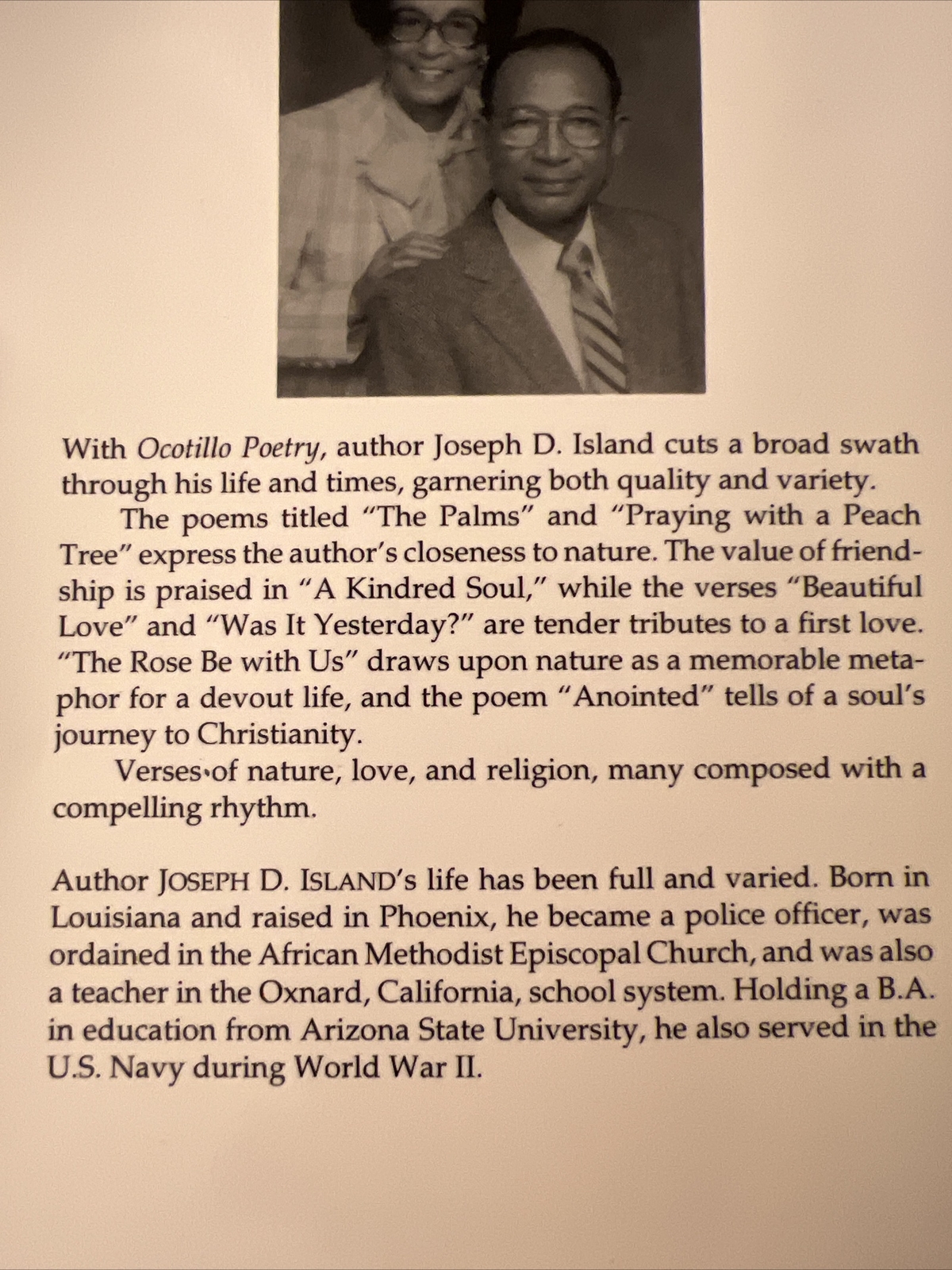 “Ocotillo Poetry” by Joseph D. Island (1998, New / Paperback, First Edition)