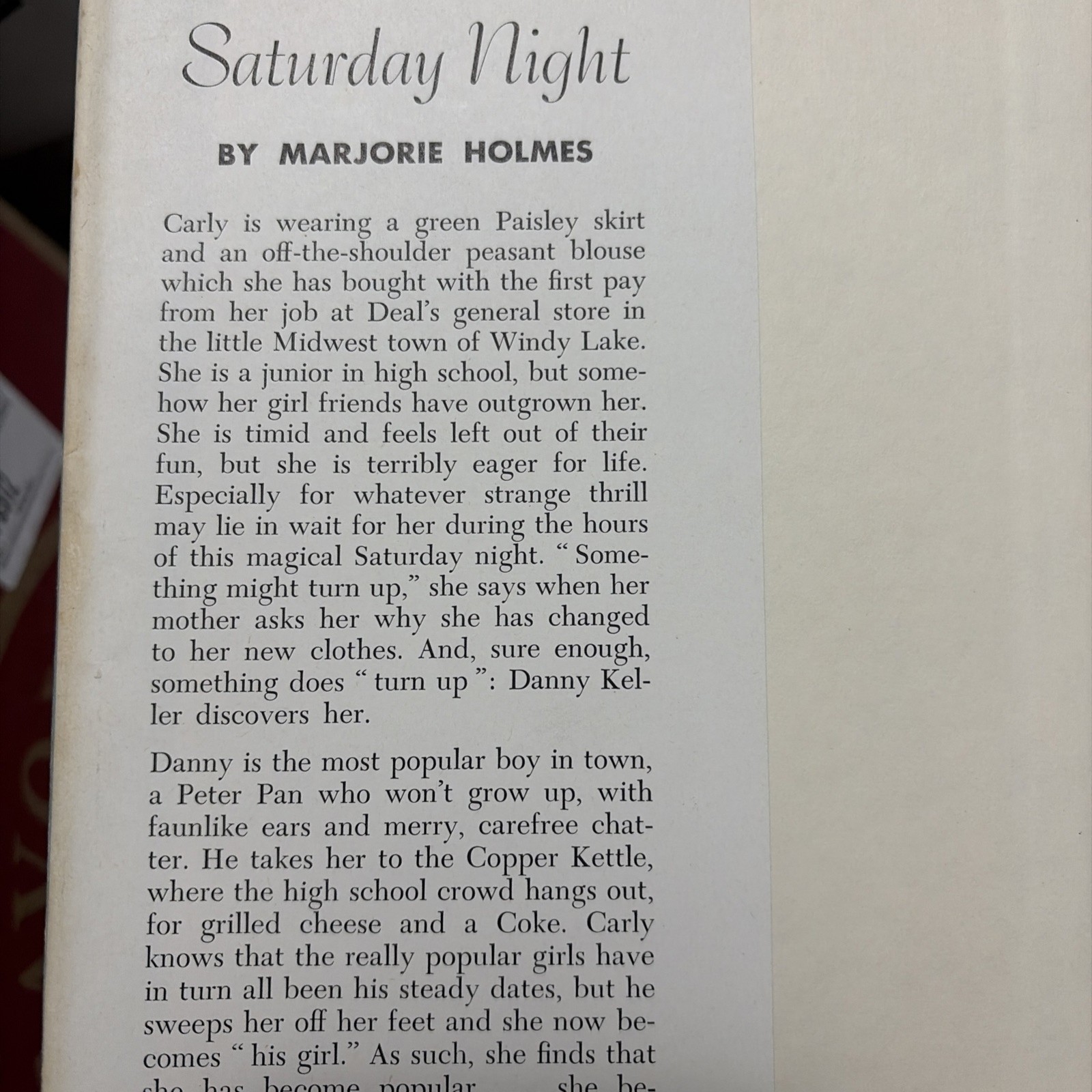 Saturday Night By Marjorie Holmes (Hardcover Book Club Edition) 1951