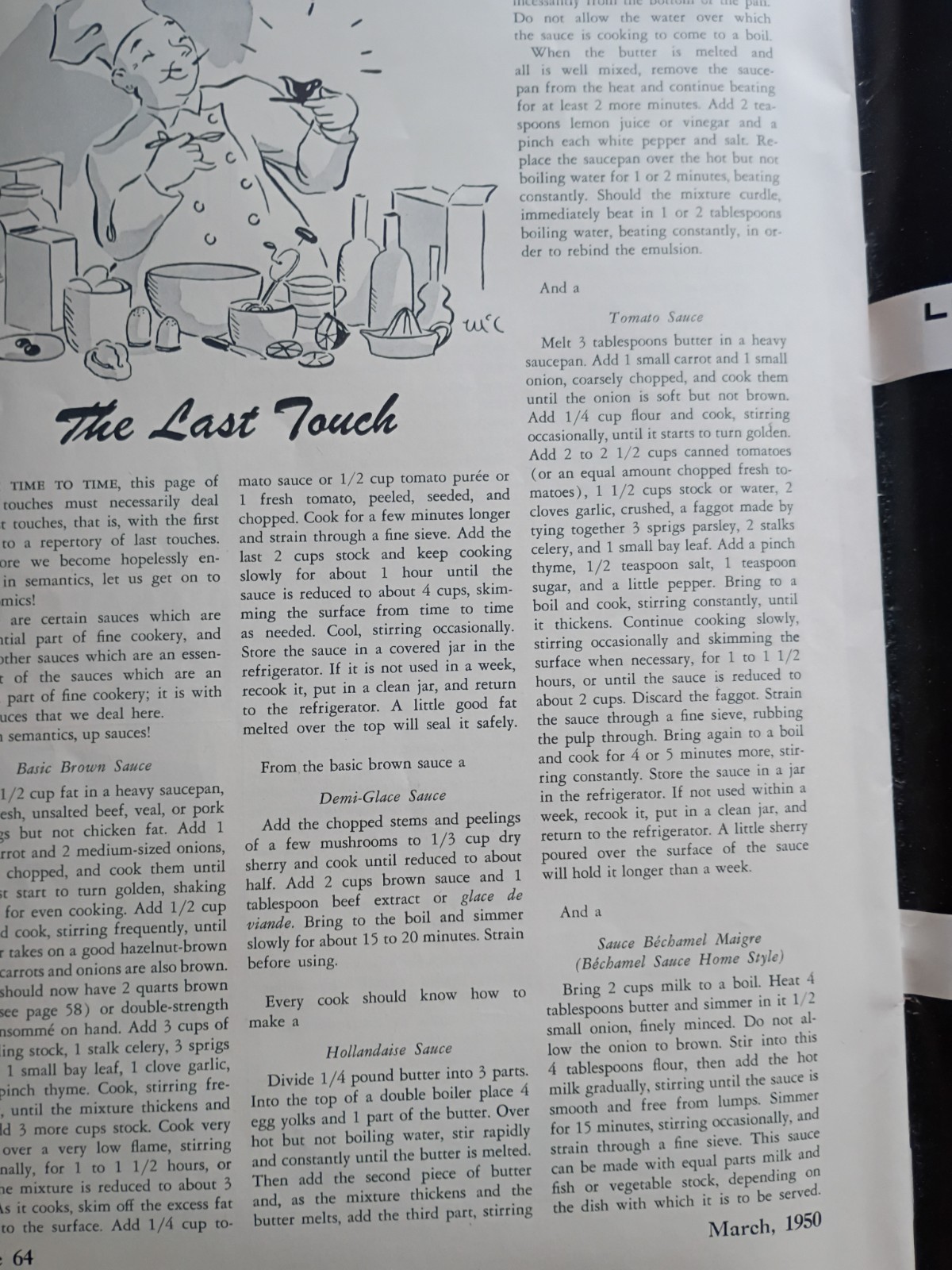 Gourmet Magazine March 1950 Very Good (1075)