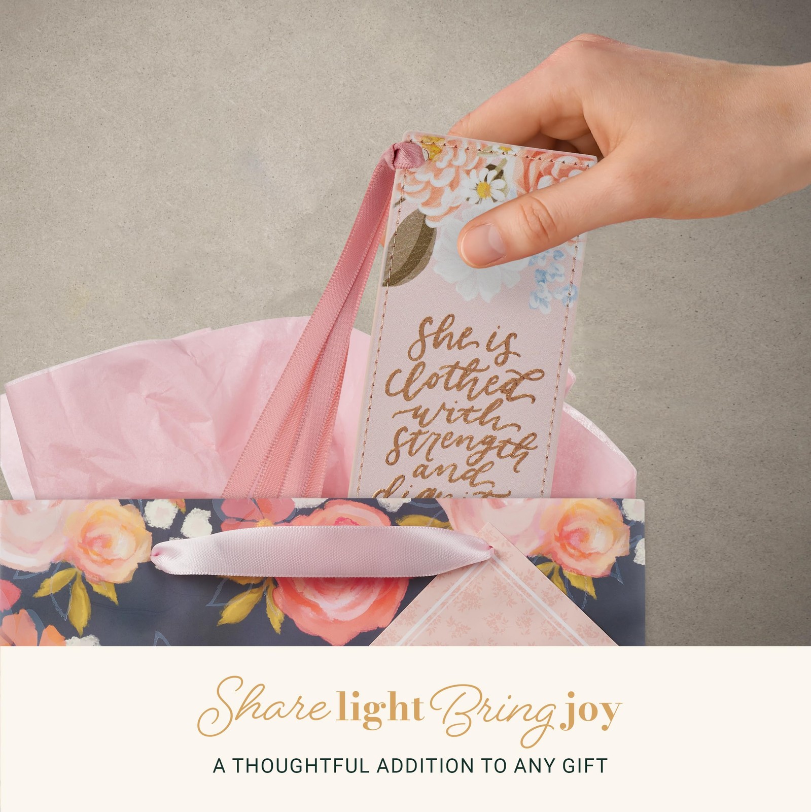 Mothers Day Gift Vegan Leather Pink Floral Journal Strength and Dignity Book