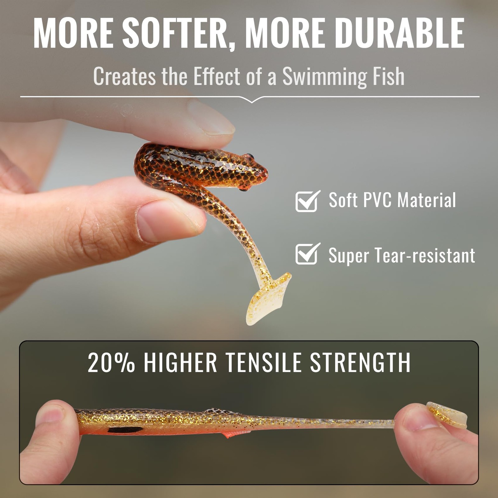 TRUSCEND Hand-Painted Soft Fishing Lures 10PCS, Plastic, F2-3.35″,0.2oz,10pcs